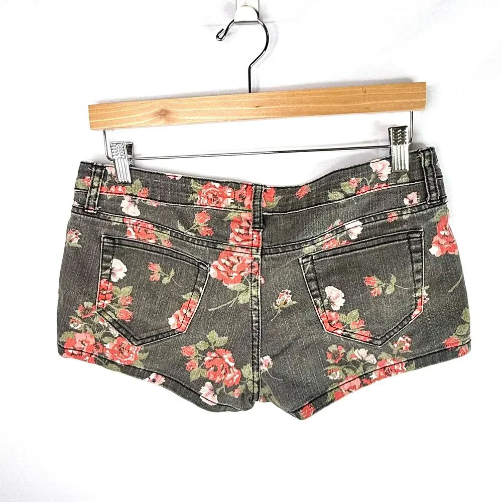 City Streets Classic Shorty Grey Floral Micro Shorts 9